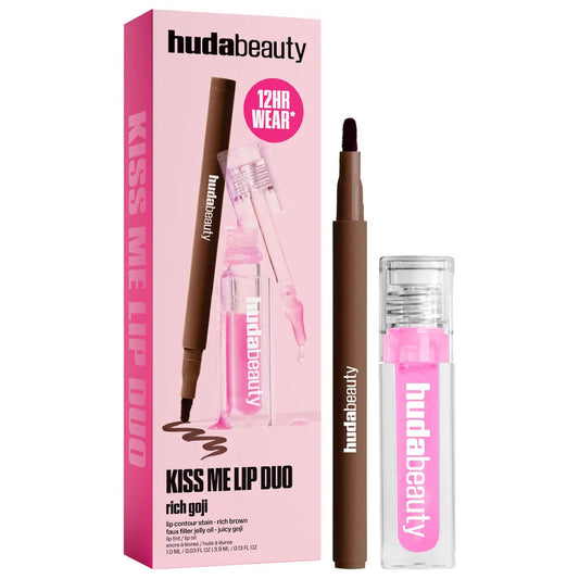 Huda Beauty Kiss Me Lip Contour Stain and Lip Jelly Gift SetRich Goji Original - The Beauty Code