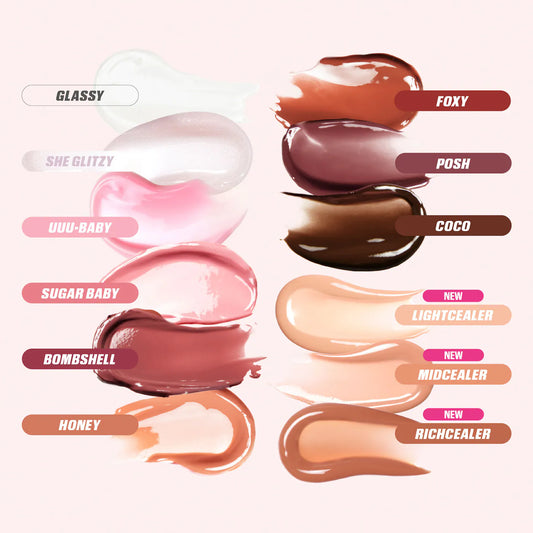 Huda Beauty Faux Filler Lip Gloss - Shades Swatch 1 | Authentic in Egypt