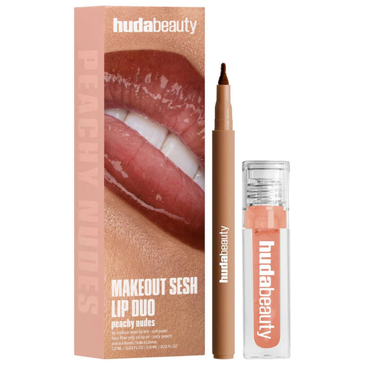 Huda BeautyHuda Beauty Make Out Sesh Lip DuosPeachy Nude Original - The Beauty Code