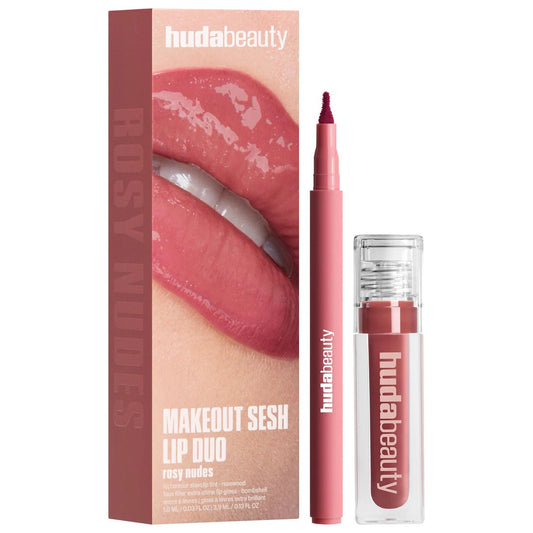 Huda Beauty Make Out Sesh Lip Duos Rosy bombshell Original - The Beauty Code