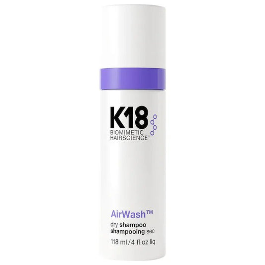Travel size mini bottle of authentic K18 Biomimetic Hairscience AirWash Dry Shampoo available in Egypt at The Beauty Code