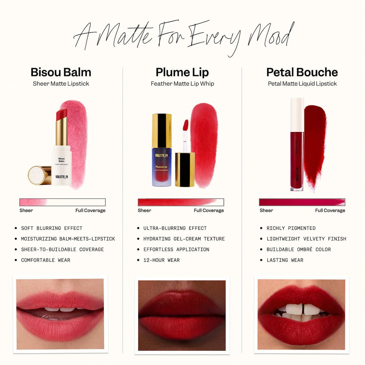VIOLETTE_FR Bisou Balm Sheer Matte Lipstick Full - 2.5 g Original - The Beauty Code